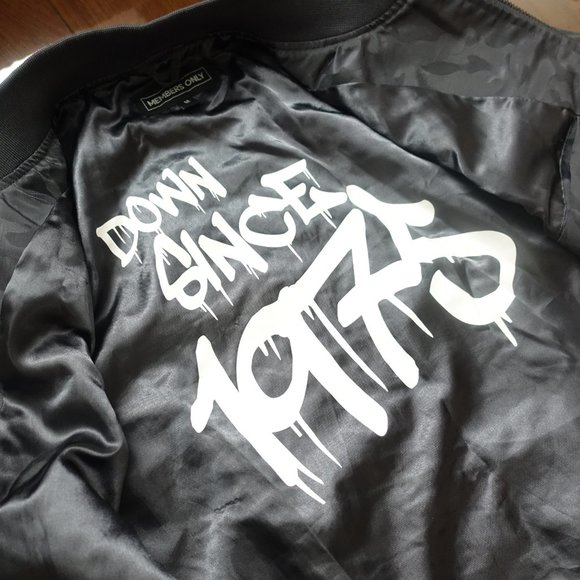 Members Only Men's Ma-1 Bomber Jacket Grey Camo M - Picture 8 of 11